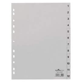 Durable 651210 lengüeta de índice Separador numérico con pestaña Polipropileno (PP) Gris