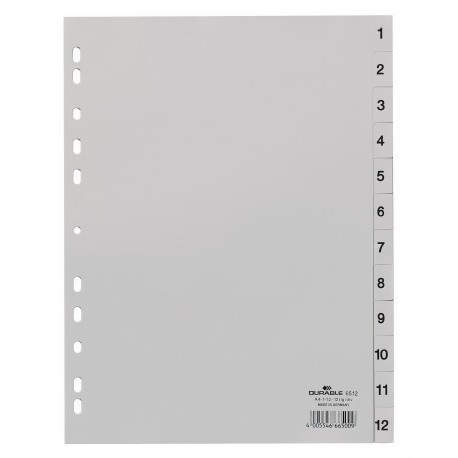 Durable 651210 lengüeta de índice Separador numérico con pestaña Polipropileno (PP) Gris