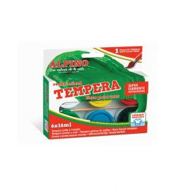 Alpino DM010918 tempera 16 ml Jarra Negro, Azul, Verde, Rojo, Blanco, Amarillo