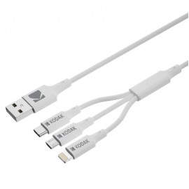 Kodak 30425835 cable USB 1 m USB A USB C/Micro-USB B/Lightning Blanco