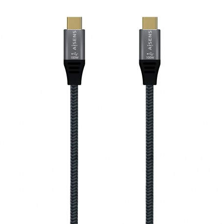 AISENS – USB 3.2 Gen2x2 Aluminum Cable 20Gbps 8K@30Hz 5A 100W E-Mark, Type USB-C/M-USB-C/M, Grey, 1.5 m