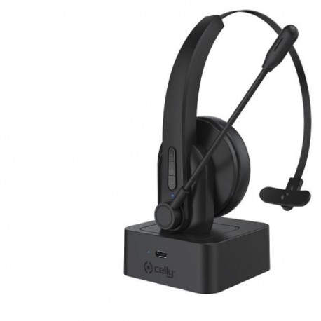 Celly SWHEADSETMONO Auriculares Inalámbrico Diadema Oficina/Centro de llamadas Bluetooth Base de carga Negro