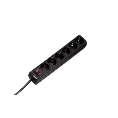 Hama 00030394 limitador de tensión Negro 6 salidas AC 230 V 1,4 m