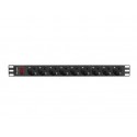 Lanberg PDU-09F-0300-BK unidad de distribución de energía (PDU) 9 salidas AC 1U Negro, Gris