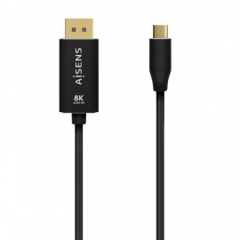 AISENS Cable Conversor Aluminio USB-C a Displayport 8K@60Hz, USB-C/M-DP/M, Negro, 1.8M