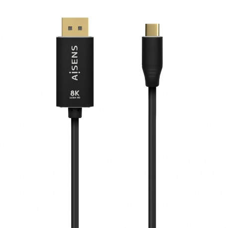 AISENS Cable Conversor Aluminio USB-C a Displayport 8K@60Hz, USB-C/M-DP/M, Negro, 1.8M