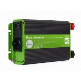 EnerGenie EG-PWC-PS500-01 adaptador e inversor de corriente Auto 500 W Negro, Verde