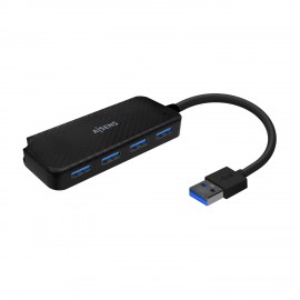 AISENS Hub USB 3.0, Tipo A/M-4x Tipo A/H, Negro, 15cm