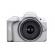 Canon EOS R50, White + RF-S 18-45mm F4.5-6.3 IS STM Kit MILC 24,2 MP CMOS 6000 x 4000 Pixeles Blanco