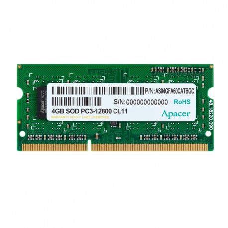 Apacer DV.04G2K.KAM módulo de memoria 4 GB 1 x 4 GB DDR3 1600 MHz