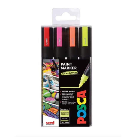 Uni-Ball PC-5M Naranja, Rosa, Rojo, Amarillo 4 pieza(s)