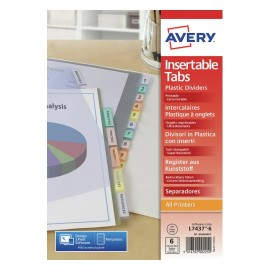Avery 05614501 divisor Polipropileno (PP) Colores surtidos 12 pieza(s)