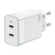 AISENS Cargador Gan 45W, 2xUSB-C PD3.0 QC4.0, Blanco