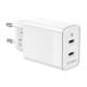 AISENS Cargador Gan 45W, 2xUSB-C PD3.0 QC4.0, Blanco