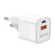 AISENS Cargador Gan 30W, 1xUSB-C PD3.0 QC4.0, 1xUSB-A QC3.0, Blanco