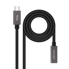 Nanocable Cable Prolongador USB-C 3.2 Gen2x2 20Gbps 3A, 4K/60Hz, USB-C/M-USB-C/H, Negro, 1 m