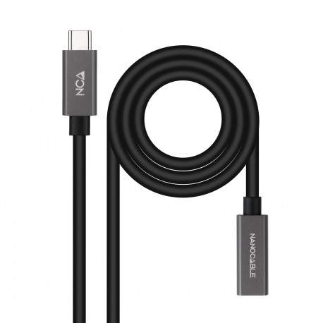 Nanocable Cable Prolongador USB-C 3.2 Gen2x2 20Gbps 3A, 4K/60Hz, USB-C/M-USB-C/H, Negro, 0.5 m