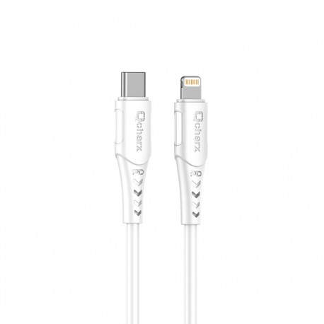 Cable qcharx sofia tipo c  a lightning 3a 20w - 1 m - pvc blanco