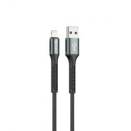 Cable qcharx prague usb a lightning 3a - 1 m - aleación de aluminio negro cordón de tela suave