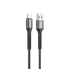 Cable qcharx prague usb a tipo c 3a - 1 m - aleación de aluminio negro cordón de tela suave