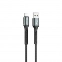 Cable qcharx prague usb a tipo c 3a - 1 m - aleación de aluminio negro cordón de tela suave