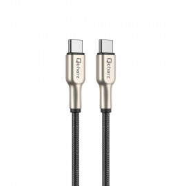 Cable qcharx new york tipo c a tipo c 3a 20w - 1 m - zinc metálico cordón plateado blindado