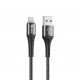 Cable qcharx lyon usb a lightning 3a - 1 m - aleación de aluminio negro cordon metálico