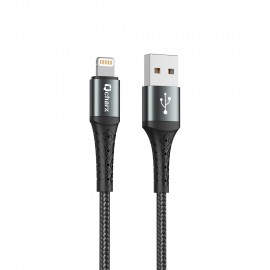 Cable qcharx lyon usb a lightning 3a - 1 m - aleación de aluminio negro cordon metálico
