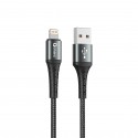 Cable qcharx lyon usb a lightning 3a - 1 m - aleación de aluminio negro cordon metálico