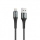 Cable qcharx lyon usb a lightning 3a - 1 m - aleación de aluminio negro cordon metálico