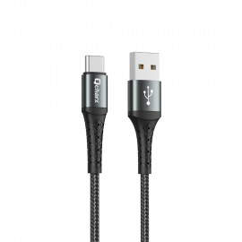 Cable qcharx lyon usb a tipo c 3a - 1 m - aleación de aluminio negro cordon metálico