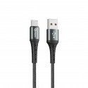 Cable qcharx lyon usb a tipo c 3a - 1 m - aleación de aluminio negro cordon metálico