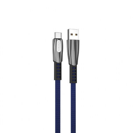Cable qcharx florence usb a tipo c  3a - 1 m - zinc azul cordón plano premium