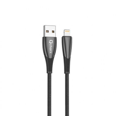 Cable qcharx berlin usb a lightning 3a - 1 m - zinc negro cordon grueso tacto suave