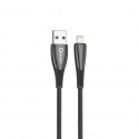 Cable qcharx berlin usb a lightning 3a - 1 m - zinc negro cordon grueso tacto suave
