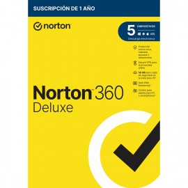 Antivirus norton 360 deluxe 50gb español 1 usuario 5 dispositivos 1 año esd electronica  drmkey gum