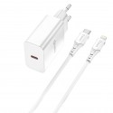 Kit cargador qcharx chronos 3a 20w + cable tipo c a lighting blanco