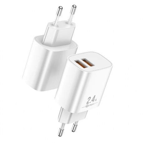Cargador qcharx apolo 2.4a 2 puerto usb a  blanco