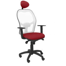 Silla Jorquera malla blanca asiento bali granate con cabecero fijo