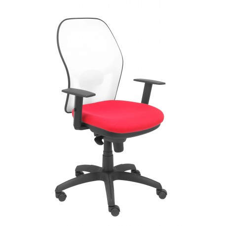 Silla Jorquera malla blanca asiento bali rojo