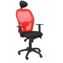 Silla Jorquera malla roja asiento bali negro con cabecero fijo