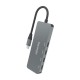 AISENS Hub USB 3.2 Gen2 10G USB-C, USB-C/M-4xUSB-C/H, Gris, 15cm