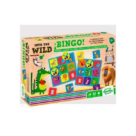 SHUFFLE JUEGO DE BINGO ANIMALES SALVAJES PARA NIÑOS +3 AÑOS