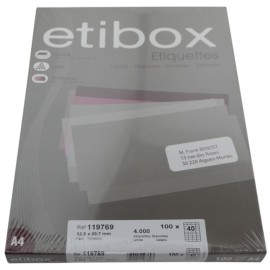 ETIQUETAS ADH.IMPR. ETIBOX A4 BLANCA CAJ