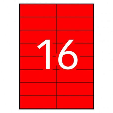 APLI ETIQUETAS ROJO FLUOR PARA LÁSER Y FOTOCOPIADORAS / 105,0X37,0 MM / - 100 HOJAS-