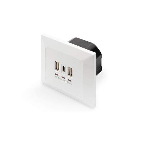 Digitus DA-70618 toma de corriente 2 x USB A + 1 x USB C Blanco