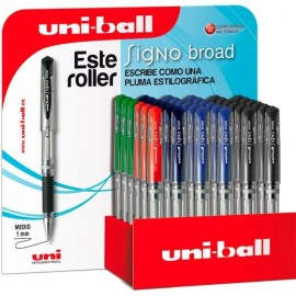UNIBALL EXPOSITOR ROLLERBALL SIGNO BROAD UM-153/3D ROJO-NEGRO-AZUL-VERDE -36U-