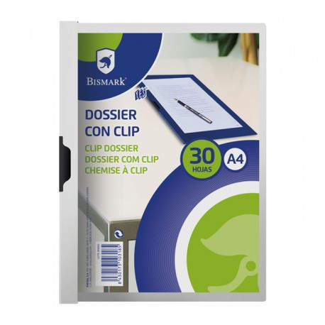 PAQ. 5 DOSSIER CLIP BISMARK A4 BLANCO PP