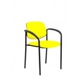 Silla fija Villalgordo similpiel amarillo chasis negro con brazos