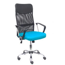 Silla Gontar respaldo malla negro asiento turquesa